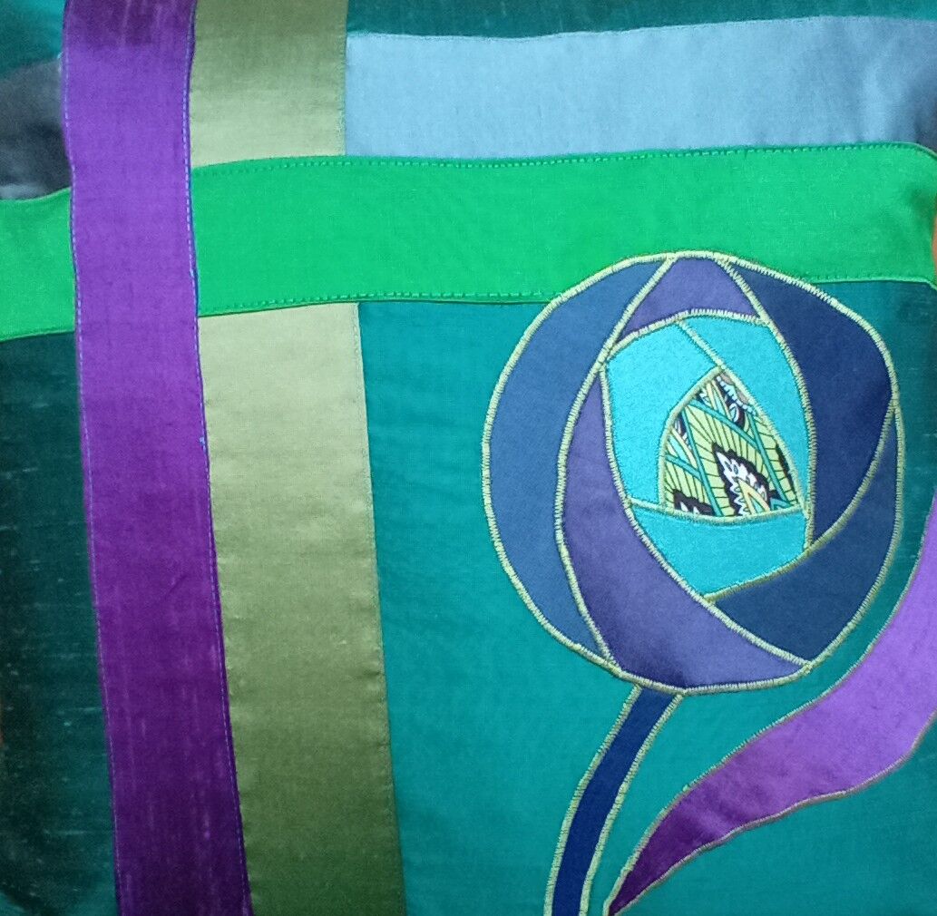 Rennie rose jades silk cushion 